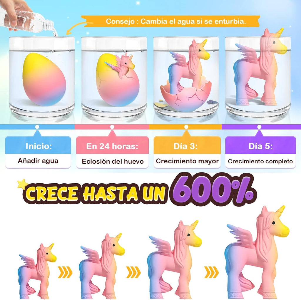 Coodoo Unicorn Hatching Rainbow Eggs - 6 Pack Grow-in-Water Unicorn Toys, Birthday & Easter Basket Stuffers
