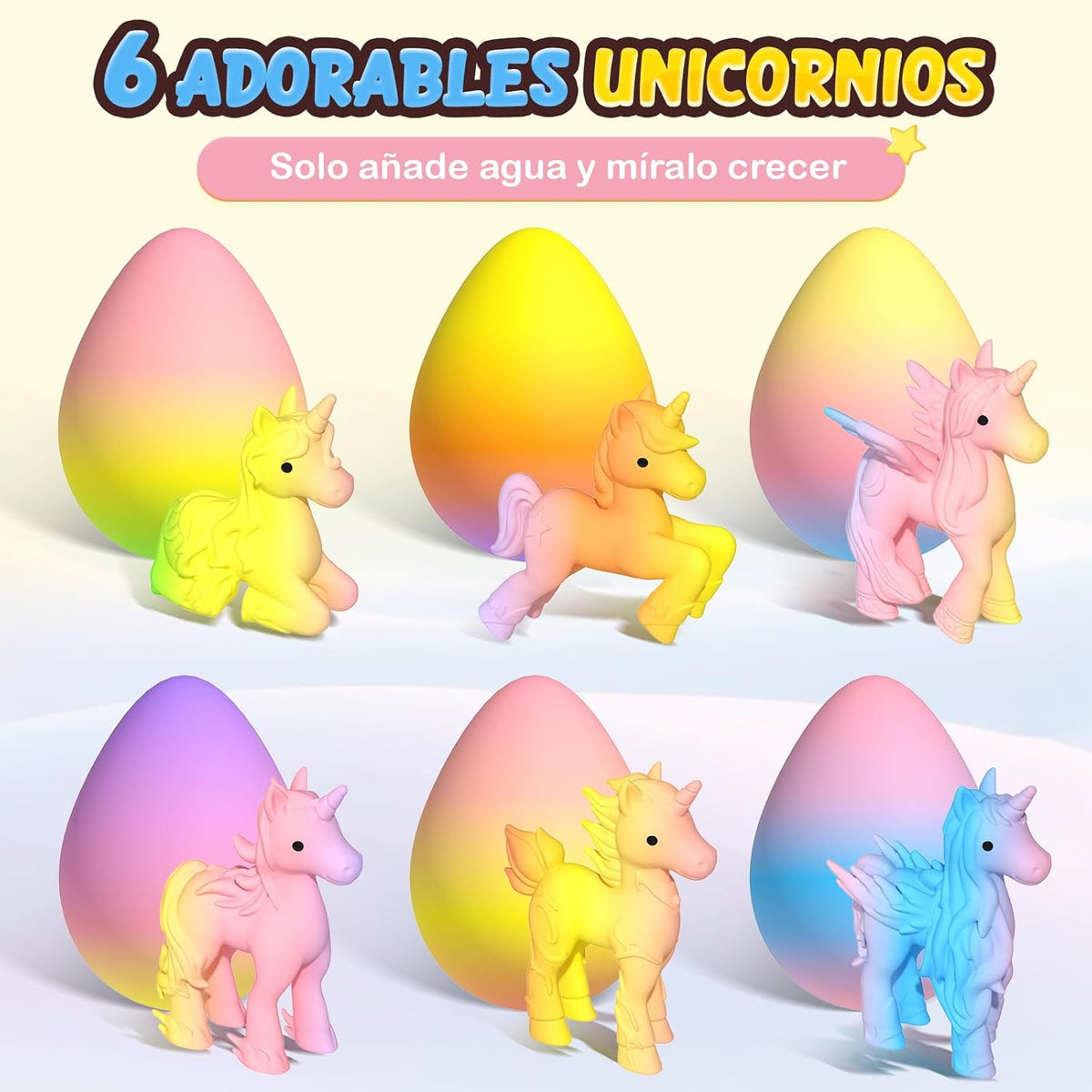 Coodoo Unicorn Hatching Rainbow Eggs - 6 Pack Grow-in-Water Unicorn Toys, Birthday & Easter Basket Stuffers