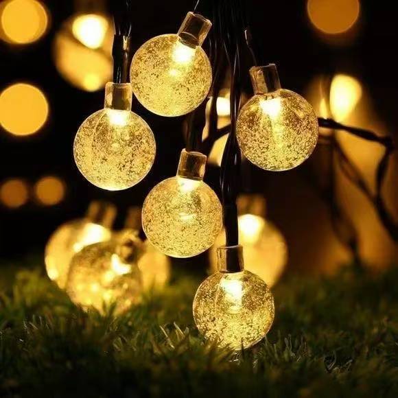 Solar-Powered LED Bubble Ball String Lights