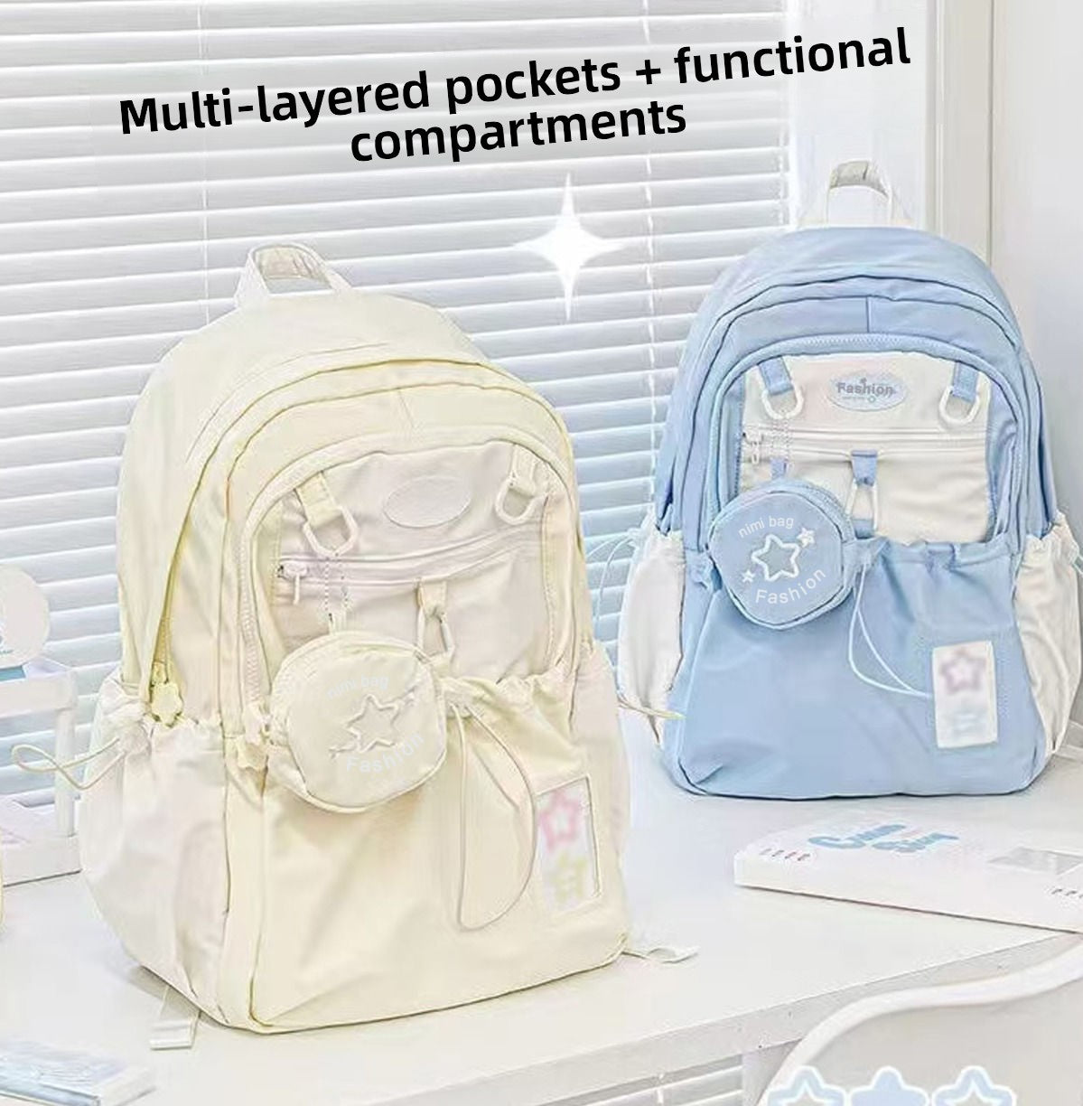 Drawstring Student Backpack Lightweight Casual Bag