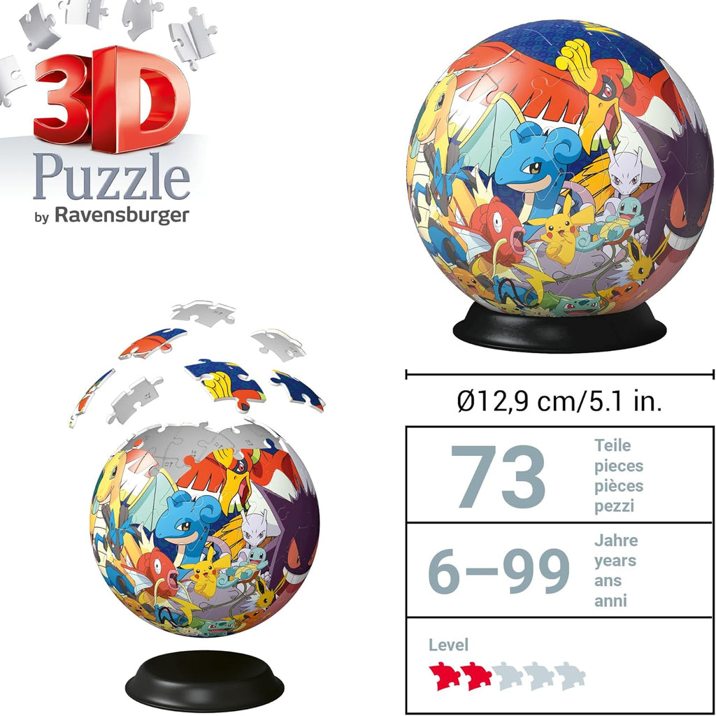 Ravensburger Pokémon 3D Jigsaw Puzzle Ball - 72 Pieces, No Glue Required, Ages 6+