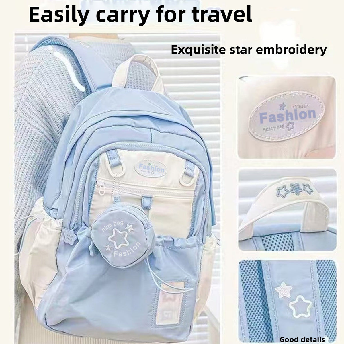 Drawstring Student Backpack Lightweight Casual Bag